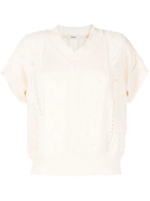 Goen.J V-neck sleeveless jumper White GNJ22SSKN04