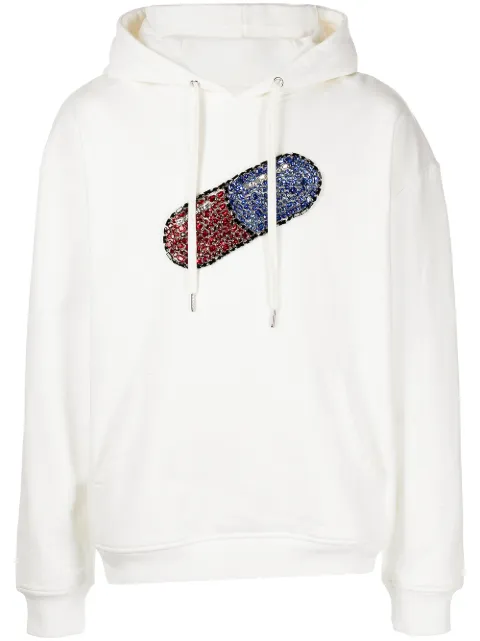 God's Masterful Children Pill crystal-embellished hoodie White GMC08BBKHS10