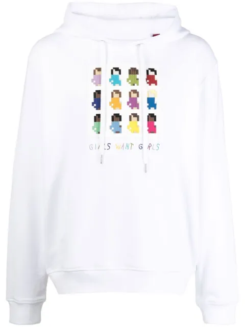 Mostly Heard Rarely Seen 8-Bit graphic-print cotton hoodie White MHEB08BBKH07