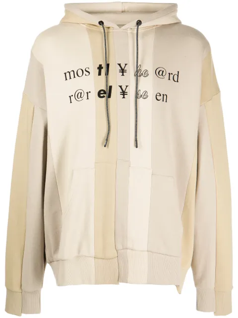 Mostly Heard Rarely Seen Spliced Text long-sleeve hoodie Neutrals MH08BBKH02