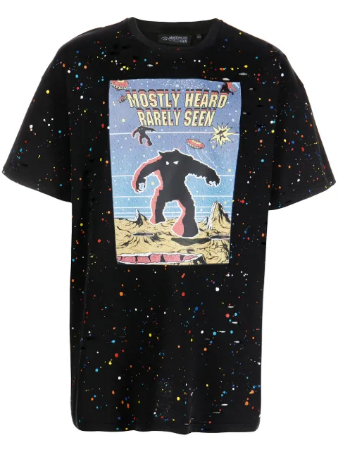 Mostly Heard Rarely Seen graphic-print paint T-shirt Black MH08BBT09
