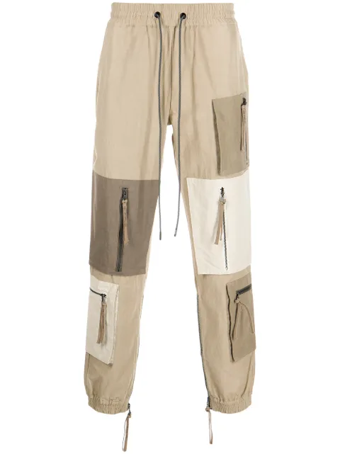 Mostly Heard Rarely Seen patchwork zip-pocket trousers Brown MH08BBB06