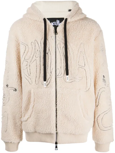 Haculla faux-shearling zip-up hoodie Neutrals HA08BBKH01