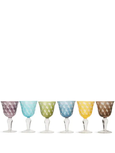 POLSPOTTEN Blocks wine glasses (set of six) Blue 140230111