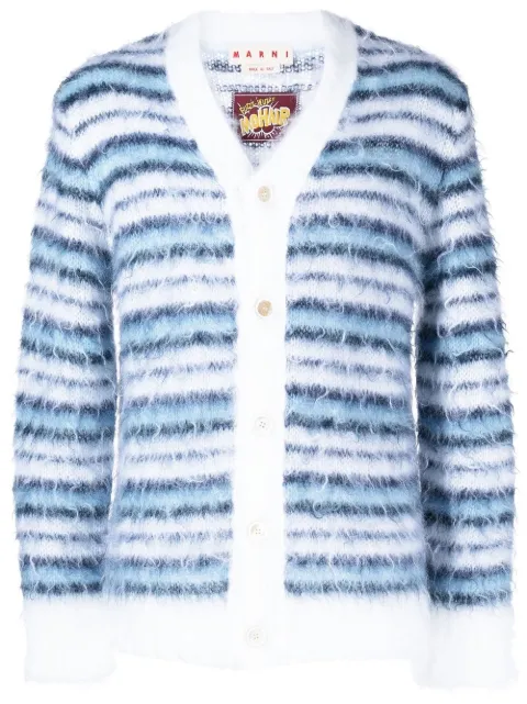 Marni striped V-neck cardigan Blue CDMG0051Q2UFU121