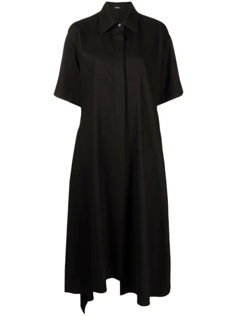 Goen.J asymmetric-hem shirt dress Black GNJ22SSDS05