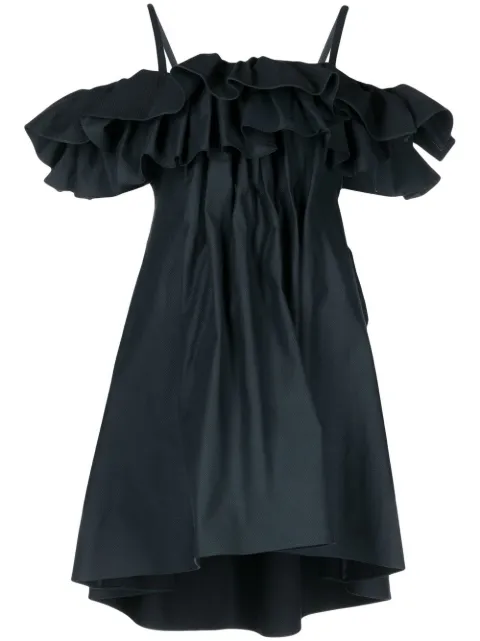 Goen.J cold-shoulder ruffled dress Blue GNJ22SSDS15