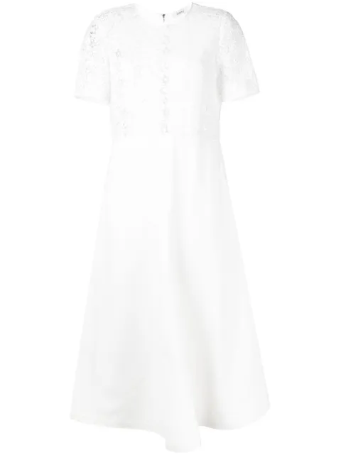 Goen.J macramé-panel midi dress White GNJ22SSDS09