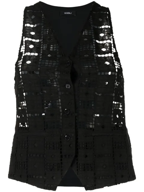 Goen.J cut out-detail vest Black GNJ22SSJK04