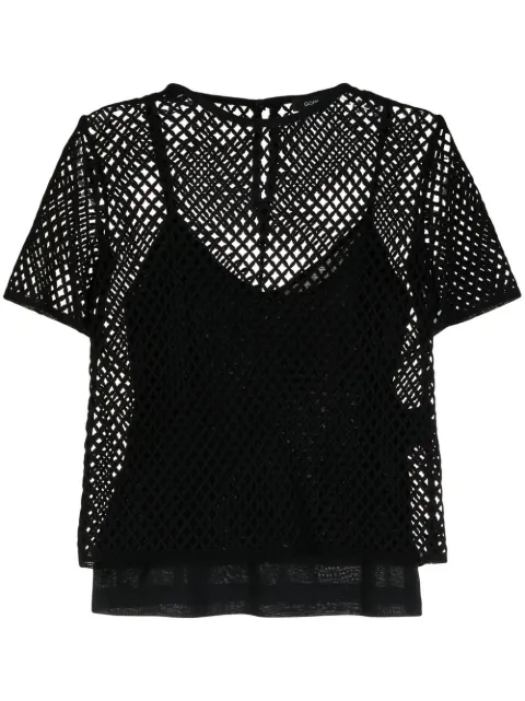 Goen.J open-knit short-sleeved T-shirt Black GNJ22SST11