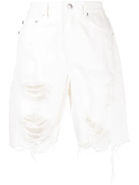 Goen.J distressed straight-leg denim shorts White GNJ22SSPT06