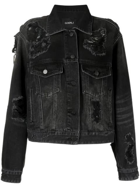 Goen.J distressed denim jacket Black GNJ22SSJK03