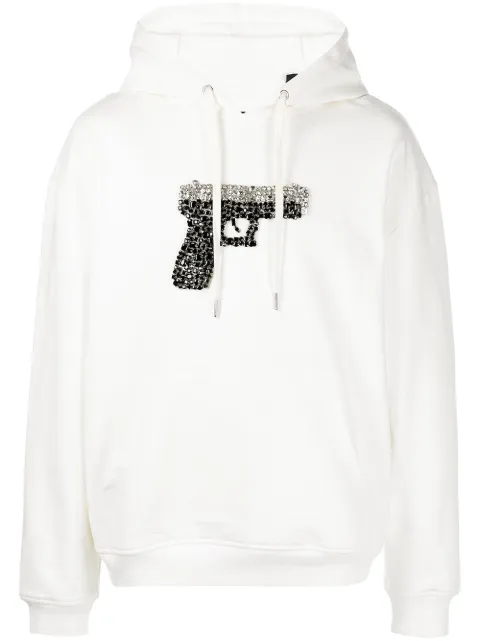 God's Masterful Children Triggered crystal-embellished hoodie White GMC08BBKHS08
