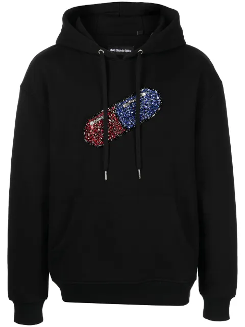 God's Masterful Children Pill crystal-embellished hoodie Black GMC08BBKHS11