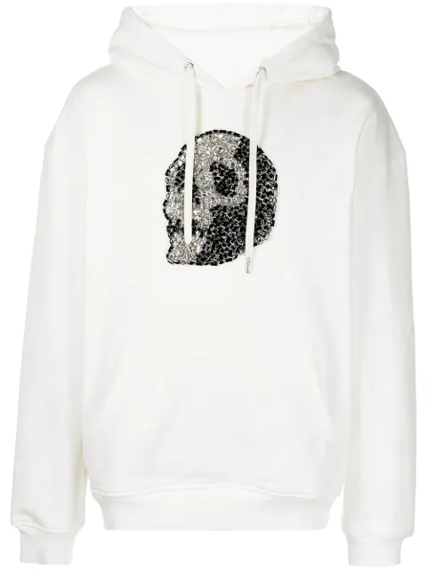 God's Masterful Children crystal-skull drawstring hoodie White GMC08BBKHS06