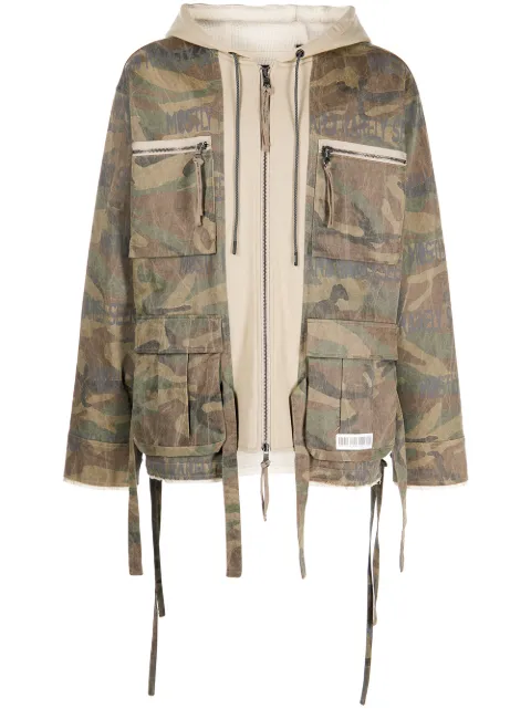 Mostly Heard Rarely Seen M65 camouflage zip hybrid jacket Green MH08BBX07