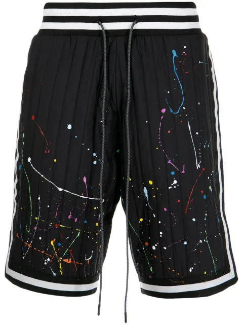 Mostly Heard Rarely Seen quilted paint-splatter shorts Black MH08BBBS01