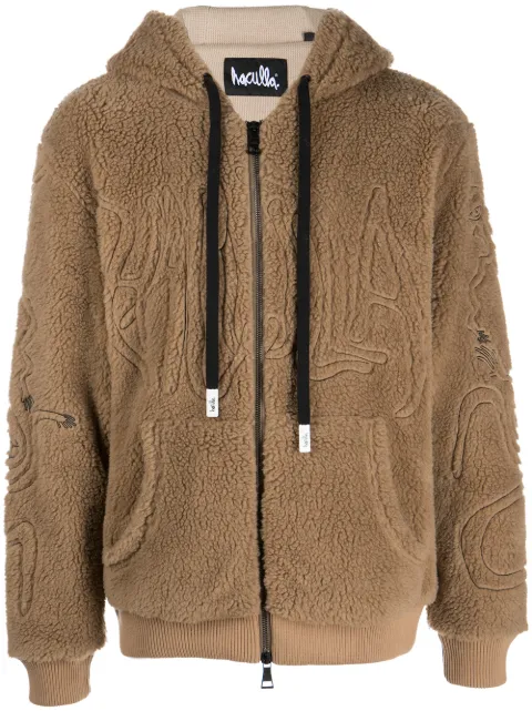 Haculla faux-shearling zip-up hoodie Brown HA08BBKH02