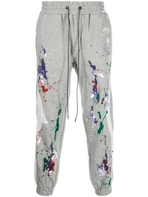 Mostly Heard Rarely Seen paint-splattered tapered joggers Grey MH08BBKB02