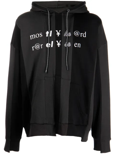 Mostly Heard Rarely Seen symbol-text pullover hoodie Black MH08BBKH01