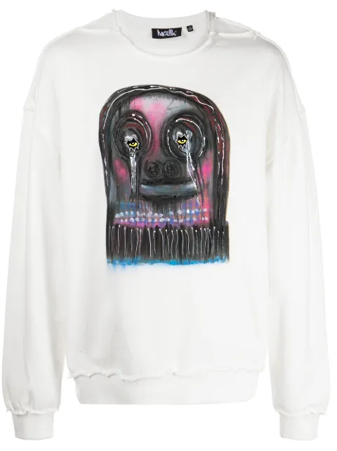 Haculla graphic-print cotton sweatshirt White HA08BBK04