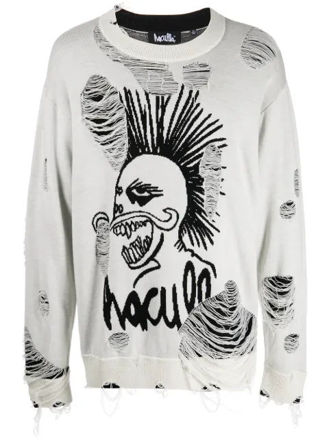 Haculla logo-knit distressed jumper Black HA08BBSK02