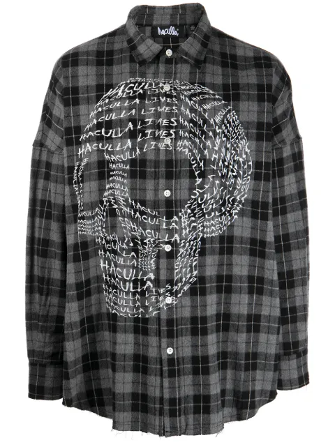 Haculla slogan-print skull shirt Grey HA08BBW02