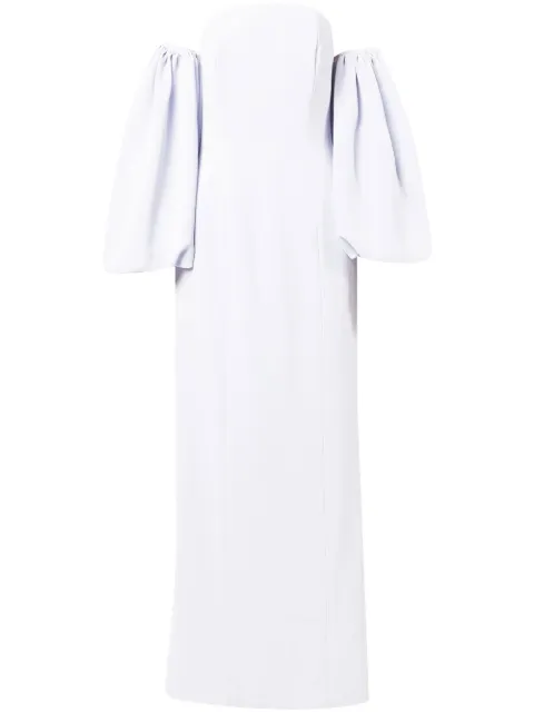 BAZZA ALZOUMAN off-shoulder puff-sleeve gown Blue BAZSSD23