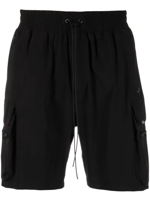 Represent above-knee length cargo shorts Black M09048