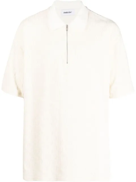AMBUSH monogram-textured polo shirt White BMGB001S22JER0010101