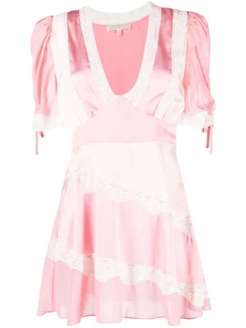 LoveShackFancy floral-lace detail mini dress Pink D14111040