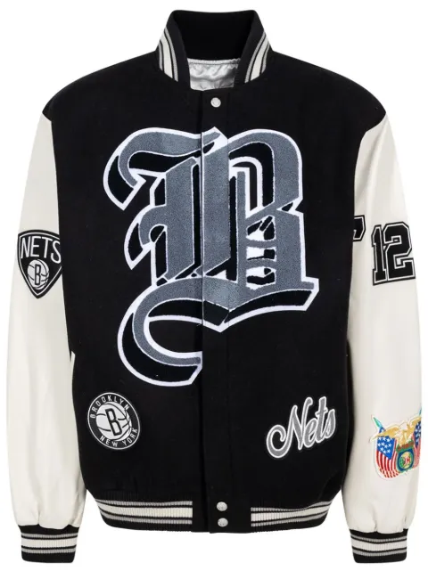Jeff Hamilton x Brooklyn Nets "Grey/White" bomber jacket Grey NBA102BRK