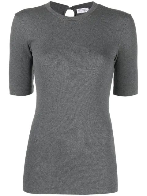 Brunello Cucinelli short-sleeve knitted top Green M0TC8BJ310CV563