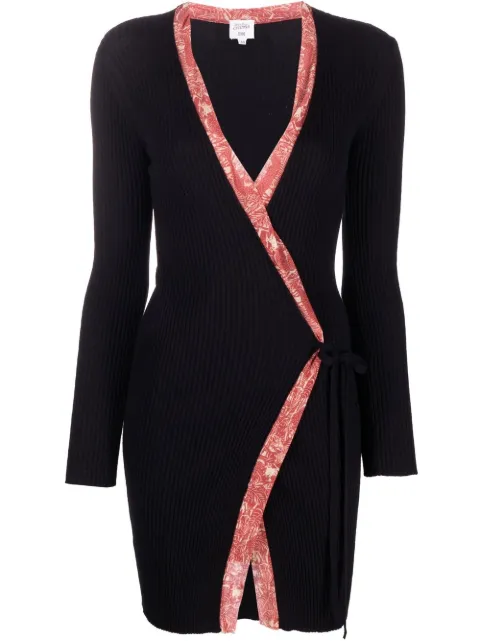 Jean Paul Gaultier Pre-Owned 1990s ribbed wrap cardigan Black HOLAJPG113