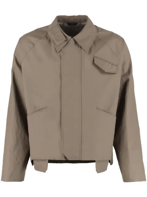 FENDI asymmetric-hem shirt jacket Brown FW1100AIEX
