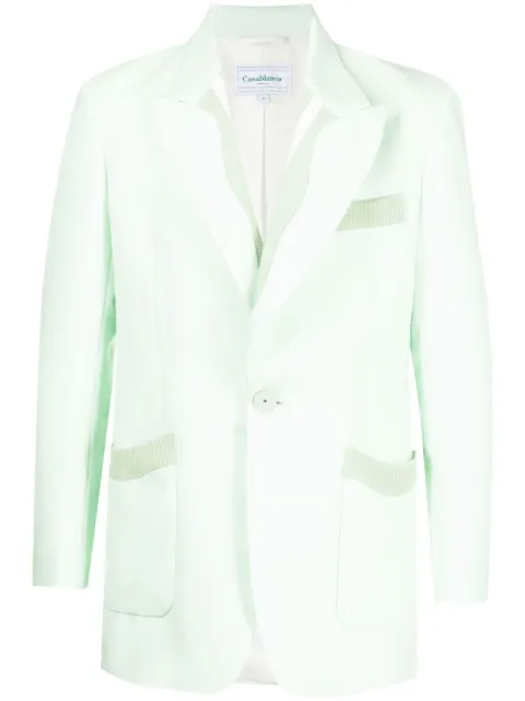 Casablanca Memphis Pinstripe Single Breasted Rib Blazer Green MS22JK075