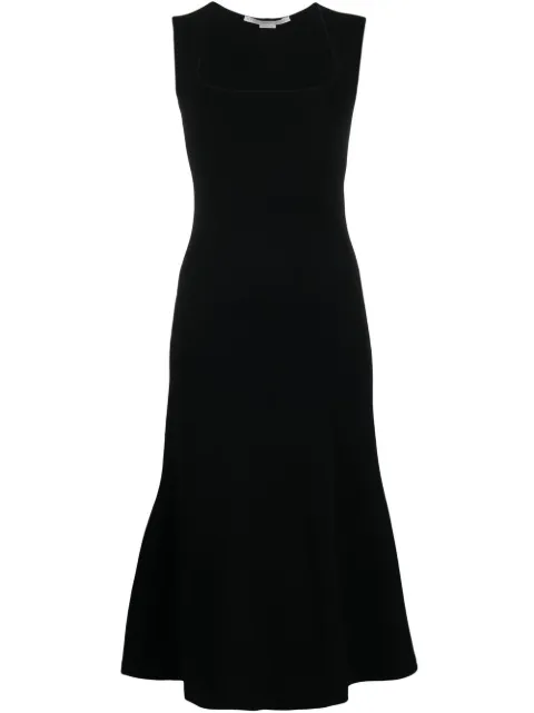 Stella McCartney square-neck sleeveless flared dress Black 6K0050S2076