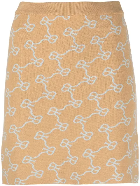 Rokh monogram pattern knitted skirt Neutrals R3CA54VS