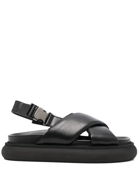 Moncler cross-strap leather sandals Black H109B4L00120M1699