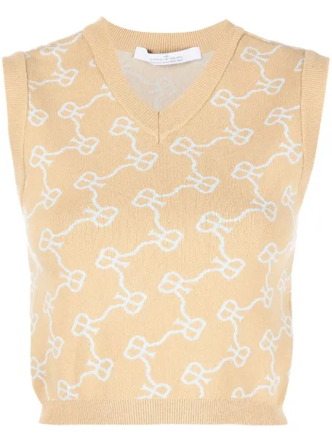Rokh monogram pattern knitted vest Neutrals R3CA55VS