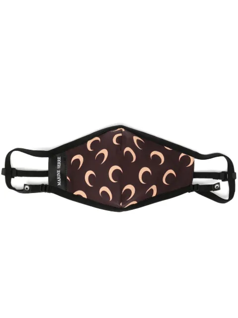 Marine Serre crescent moon print face mask Black A059ICONXSS22