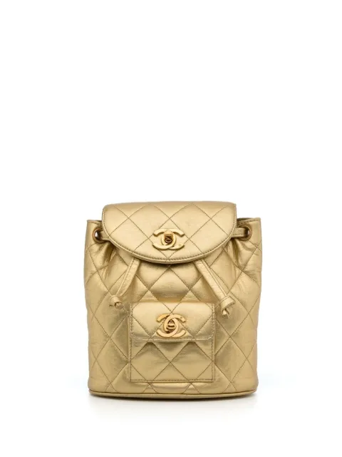 CHANEL Pre-Owned 1992 Duma diamond-quilted backpack Gold 2955896
