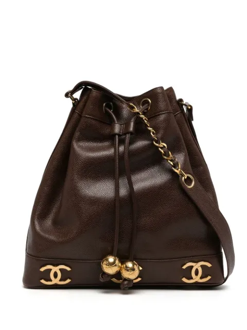 CHANEL Pre-Owned 1995 Triple CC bucket bag Brown 3035730
