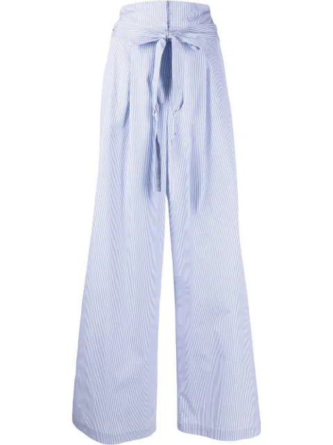 Jejia stripe-print tie-waist palazzo pants Blue 3239J1P045225021