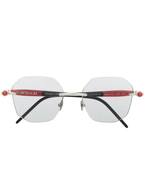 Kuboraum square-frame rimless glasses Silver P57