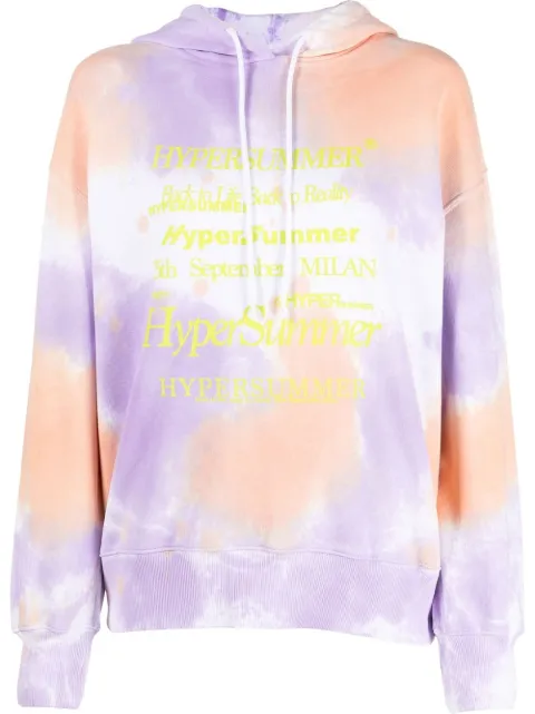 MSGM slogan-print tie-dye hoodie Purple 3242MDM264227299