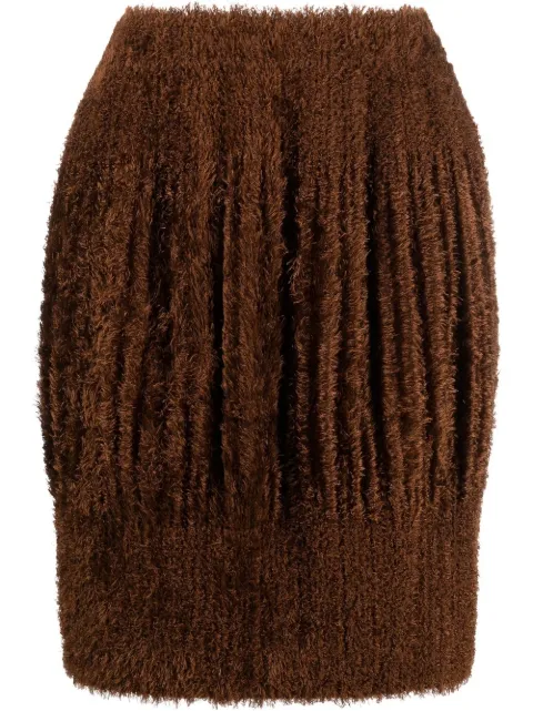 Issey Miyake Pre-Owned 2000s brushed-effect pleated skirt Brown HOLAMIY208