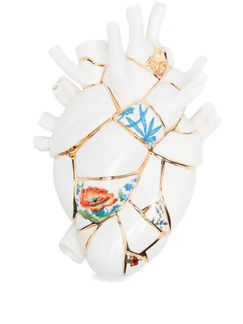 Seletti x Marcantonio Raimondi Malerba Love In Bloom Kintsugi porcelain heart White 09929