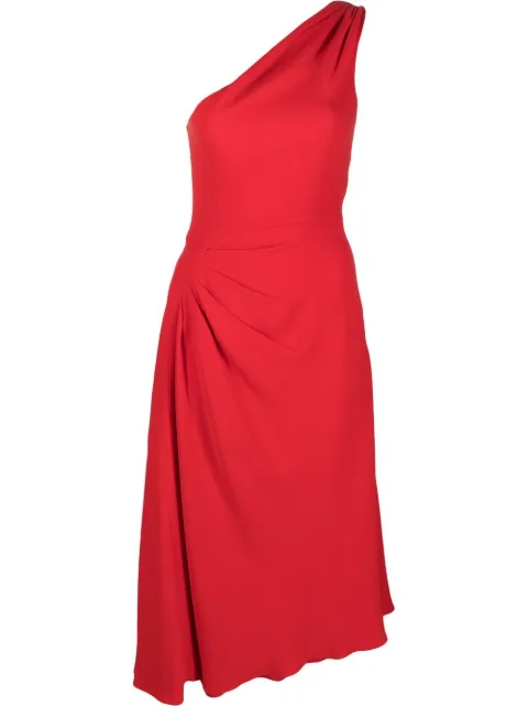 Christian Dior Pre-Owned 2010 gathered one-shoulder silk dress Red HOLADIO244
