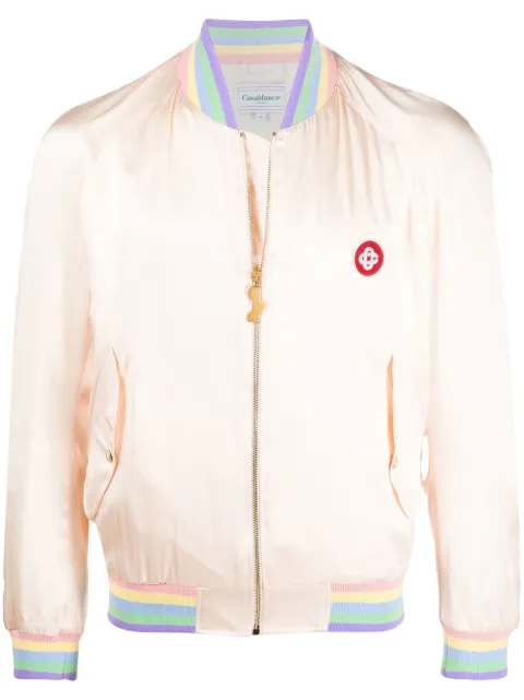 Casablanca silk logo-embroidered bomber jacket Neutrals MS22JK031